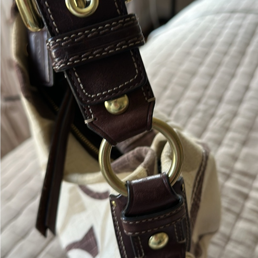 Coach Carly Hobo Bag – ‘08 Y2K Signature “C” Canvas & Leather Linen - Picture 6 of 8